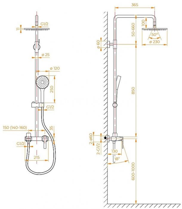 Душевая система RGW Shower Panels SP-31B 51140131-04 Черная матовая