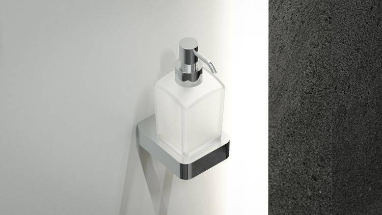 Держатель с дозатором жидкого мыла (матовое стекло; хром) 8333 Держатель с дозатором жидкого мыла (матовое стекло; хром) 8333