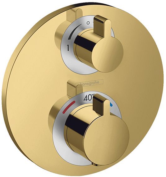 Hansgrohe Ecostat S Смеситель для душа, настенный, термостатический, цвет: полированное золото
