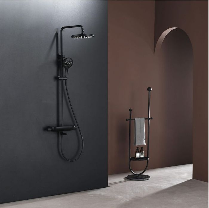 Душевая система Abelsberg Lineara SNS52791MB с термостатом цвет Вулканический черный