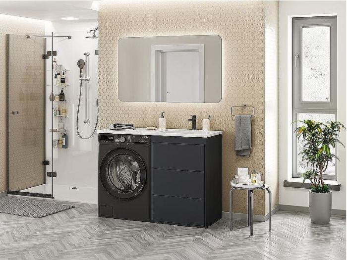 Тумба с раковиной Brevita Grafit 120 R УТ000015422 Графит матовый