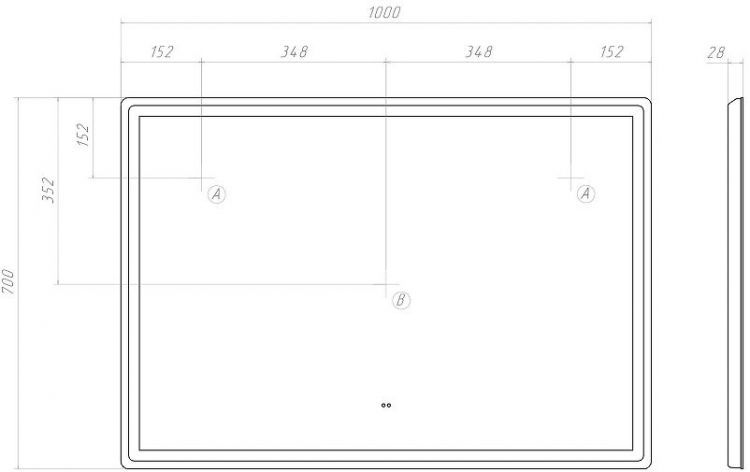 Зеркало Vigo Geometry Comfort 100 064 с подсветкой с бесконтактным выключателем и подогревом