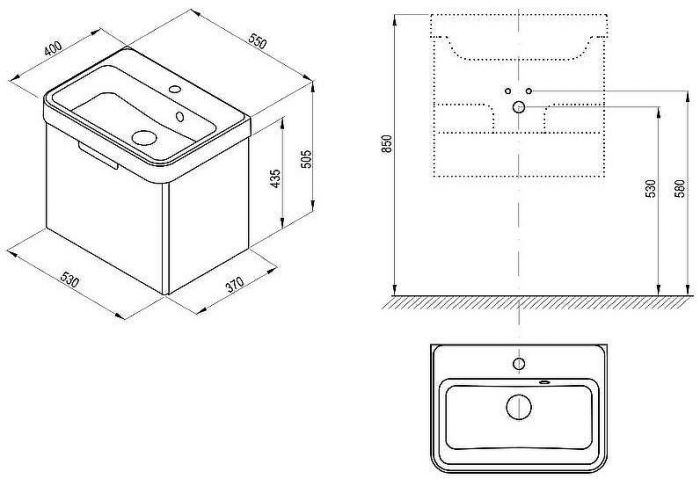 Тумба под раковину Ravak Be Happy II 53 X000001097 подвесная Белая