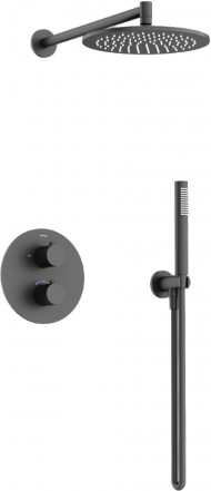 Душевой комплект с термостатом SANCOS Etna, с внутренней частью, черный матовый, SC9010MB
