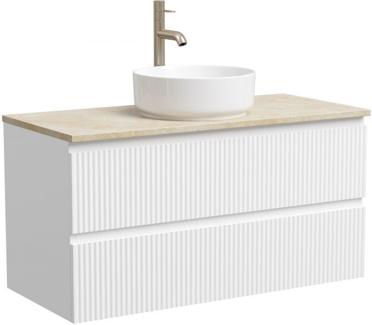 Тумба подвесная SANCOS Snob R, Bianco 995х445х500, под столешницу с отверстием под смеситель, цвет Kreman, SNR100W