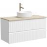 Тумба подвесная SANCOS Snob R, Bianco 995х445х500, под столешницу с отверстием под смеситель, цвет Kreman, SNR100W