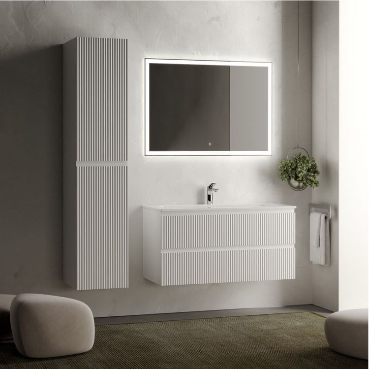 Тумба подвесная SANCOS Snob R, Bianco 995х445х500, под столешницу с отверстием под смеситель, цвет Kreman, SNR100W