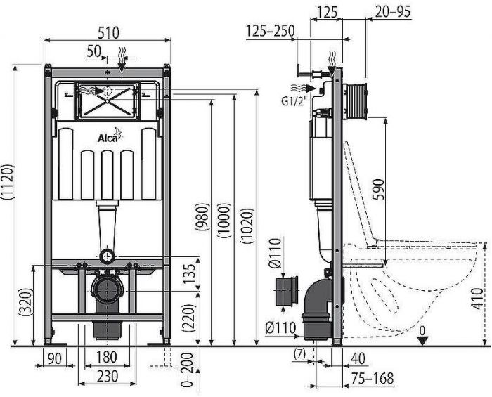 Инсталляция Alcaplast Sadromodul AM101/1120-0001 (AM101/1120) для унитаза без клавиши смыва