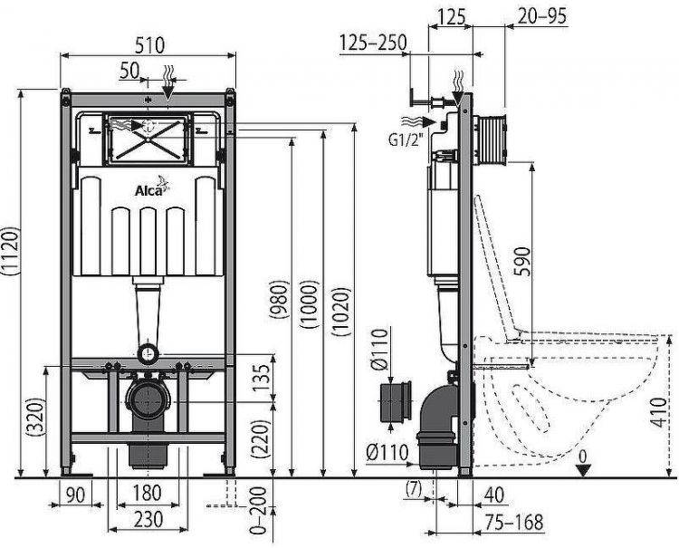 Инсталляция Alcaplast Sadromodul AM101/1120-0001 (AM101/1120) для унитаза без клавиши смыва Инсталляция Alcaplast Sadromodul AM101/1120-0001 (AM101/1120) для унитаза без клавиши смыва
