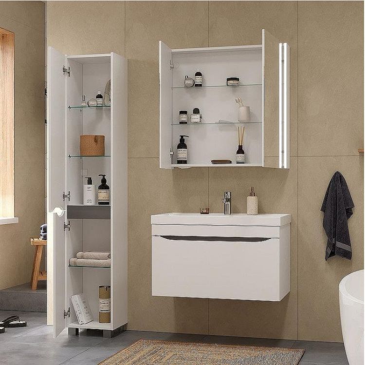 Зеркальный шкаф Volna Prime LED 80 szPRIME80 с подсветкой Белый