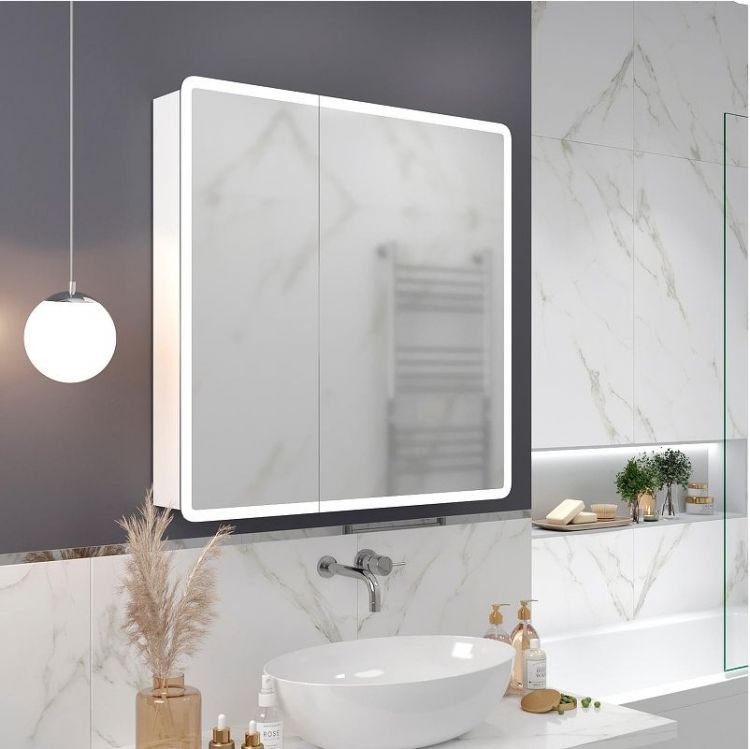 Зеркальный шкаф Mixline Сканди 80 553164 с подсветкой цвет Белый