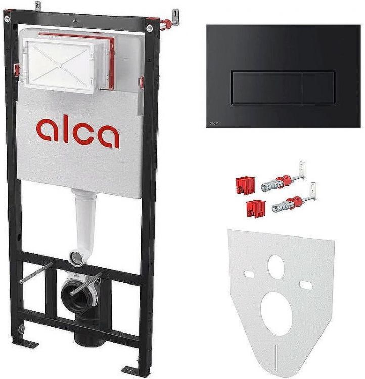Инсталляция Alcaplast AM101/1120-4:1 RU M578-0001 для унитаза с Черной матовой клавишей смыва
