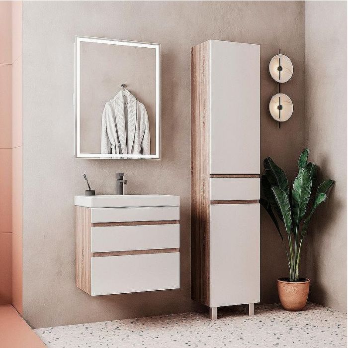 Тумба под раковину Volna Conty 70.2Y tpCNT70.2Y-01 подвесная Белая Дуб снома