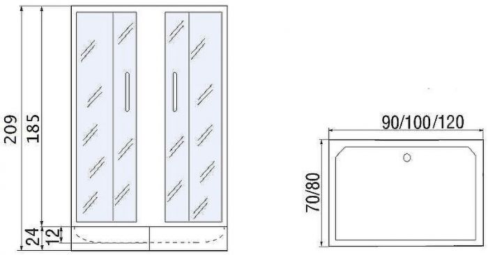 Душевой уголок River Morava XL 90x70 МТ 10000003401 без поддона