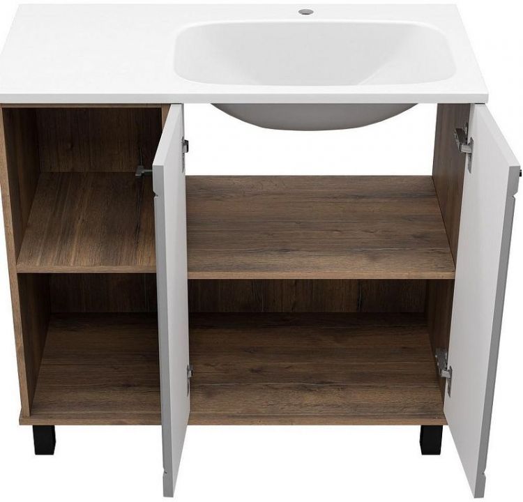 Тумба с раковиной Brevita Lumus 90 R УТ000025490 Серая матовая Дуб Галифакс олово