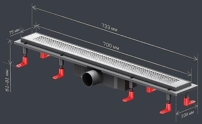 Душевой лоток AM.PM PrimeFlow 70 W02SC-P11-070-01SB с решеткой Хром матовый Cut Gradient