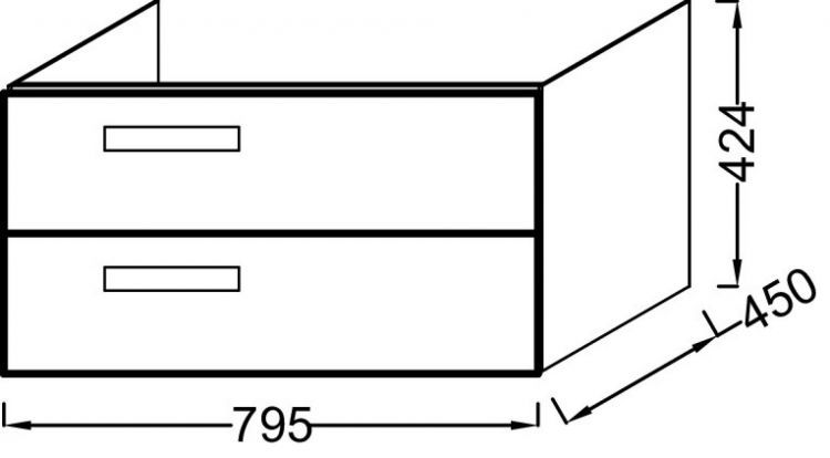 Тумба для комплекта 80 см Jacob Delafon Rythmik EB1303-442, серый антрацит глянцевый Тумба для комплекта 80 см Jacob Delafon Rythmik EB1303-442, серый антрацит глянцевый