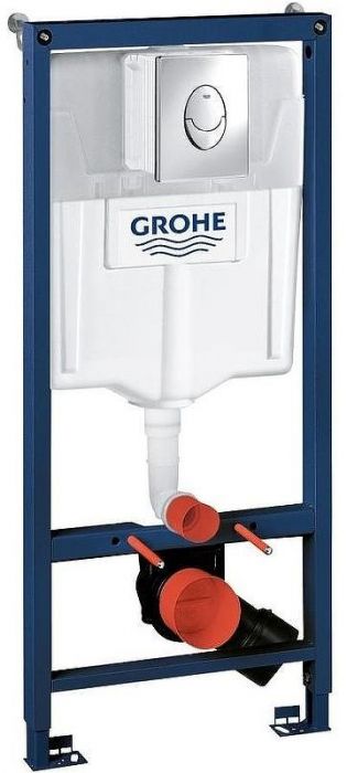 Комплект унитаза Duravit Architec 45720900A1 с инсталляцией Grohe Rapid SL 38721001 с сиденьем Микролифт и клавишей смыва Хром