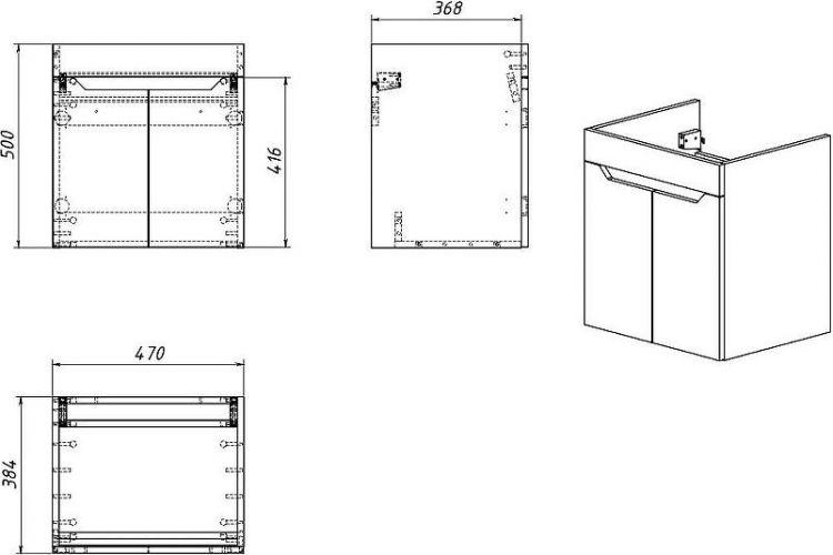 Тумба с раковиной DIWO Архангельск 50 подвесная цвет Белый Дуб сонома