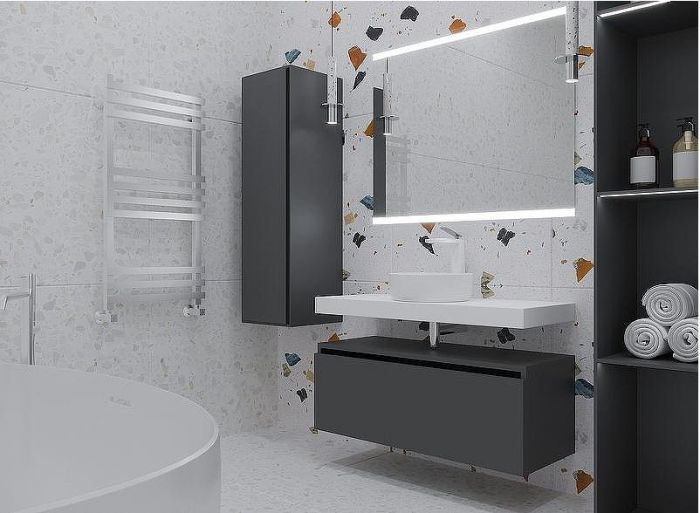 Тумба Boheme Armadi Art Vallessi UNO-S 100 897-100-A glossy подвесная Антрацит глянец