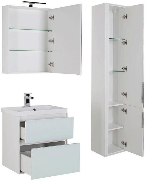 Тумба под раковину Aquanet Гласс 60 196961 подвесная Белая