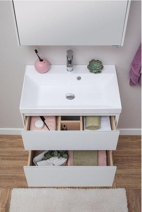 Тумба под раковину Aquanet Гласс 60 196961 подвесная Белая