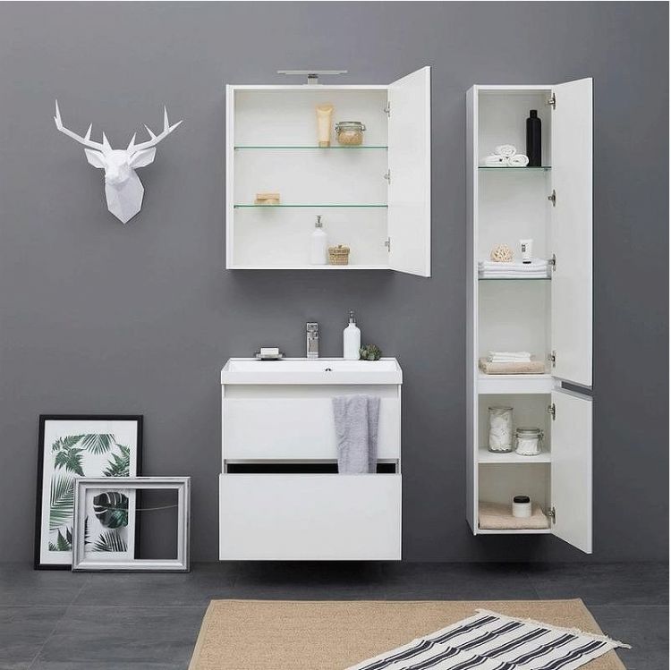 Тумба под раковину Aquanet Гласс 60 196961 подвесная Белая