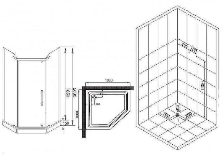 Душевой уголок Esbano ESR-8170 100x100 ESUGR8170 профиль Хром стекло рифленое