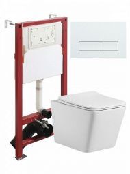 Комплект унитаза с инсталляцией Agger ATI10150+APB288 цвет Белый с сиденьем Микролифт и клавишей смыва цвет Белый глянцевый