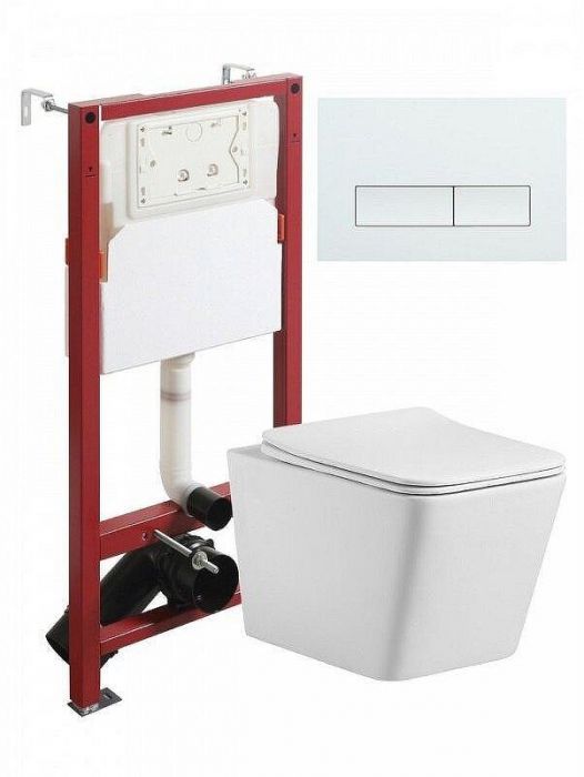 Комплект унитаза с инсталляцией Agger ATI10150+APB288 цвет Белый с сиденьем Микролифт и клавишей смыва цвет Белый глянцевый