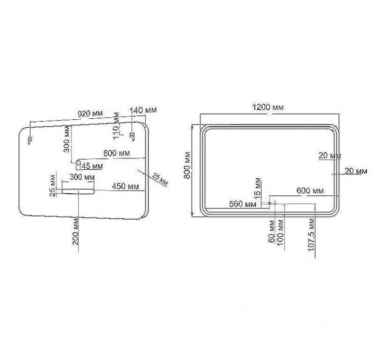 Зеркало Art&Max Latina AM-Lat-1200-800-DS-F с подсветкой с сенсорным выключателем