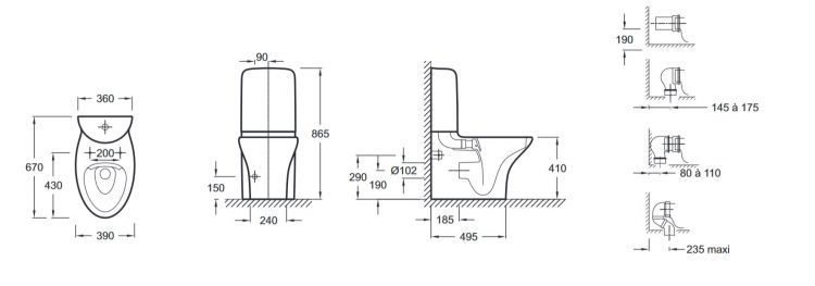 Схема унитаза напольного Jacob Delafon Nouvelle Vague UJK102-00