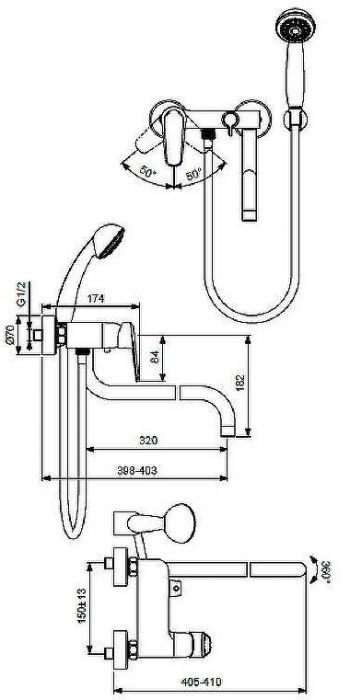 Смеситель для ванны Vidima Balance BA268AA универсальный Хром