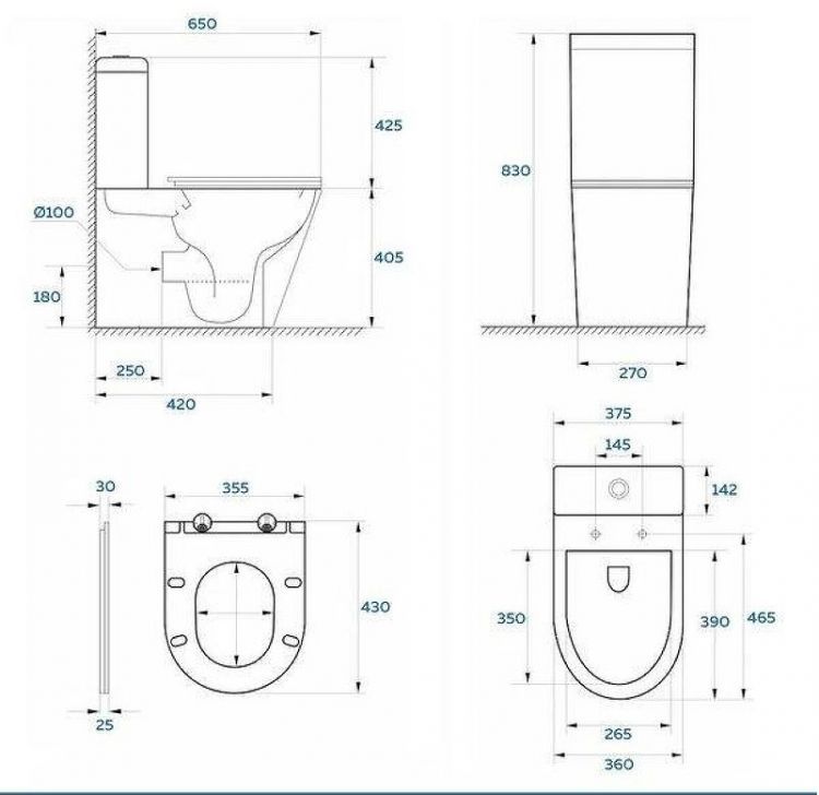 Унитаз компакт Corpa Nera Donelli S CN40810 с бачком и сиденьем Микролифт