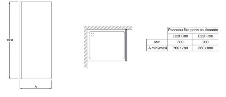 Дополнительная перегородка Jacob Delafon Contra 85x195 см, E22FC90-GA