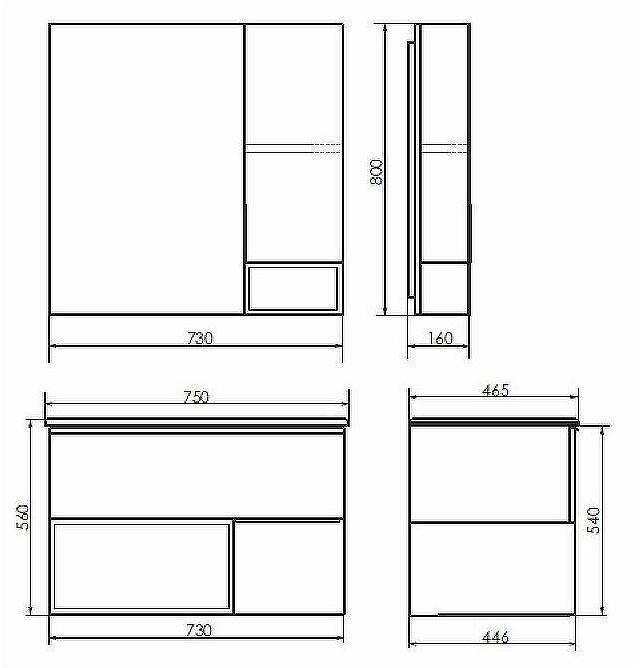Зеркало со шкафом Comforty Франкфурт 75 00-00011079 Бетон светлый
