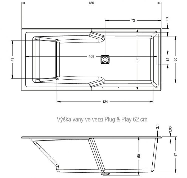 Отдельностоящая акриловая ванна RIHO STILL SHOWER ELITE R 180x80, BD1700500000000 Отдельностоящая акриловая ванна RIHO STILL SHOWER ELITE R 180x80, BD1700500000000