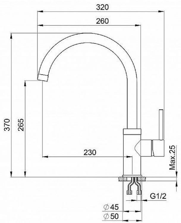 Смеситель для кухни Granula 2125 цвет Хром