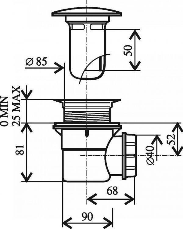 Сифон для поддона Ravak Standard 90 X01314 хром