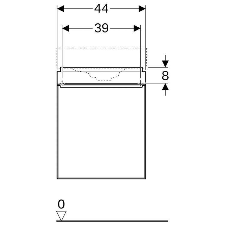 Тумба под раковину Geberit Citterio 440х557х316 мм, корпус: темный дуб, фасад: стеклянная панель черного цвета Тумба под раковину Geberit Citterio 440х557х316 мм, корпус: темный дуб, фасад: стеклянная панель черного цвета