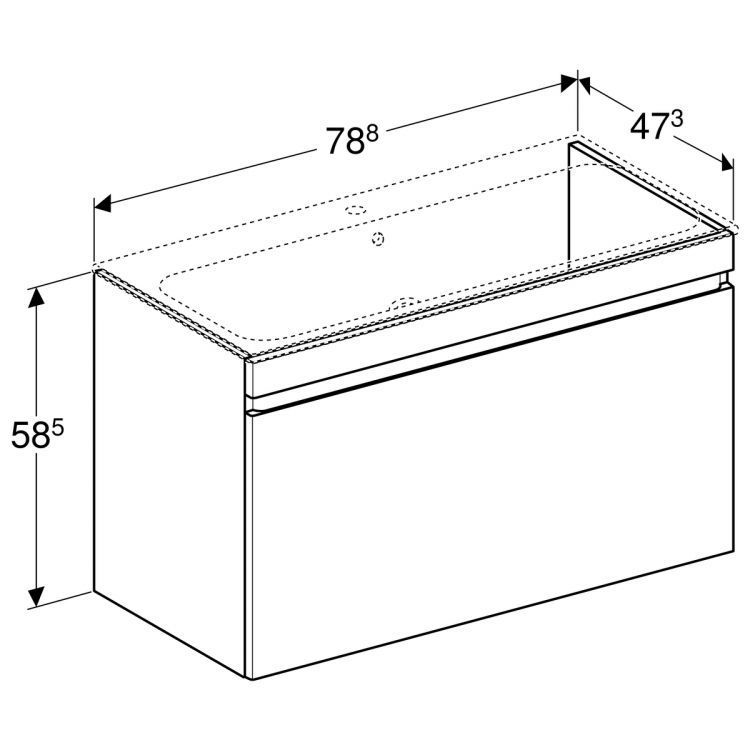Тумба под раковину Geberit Renova Plan Slim,  78.8х58.5, натуральный дуб [869583000]