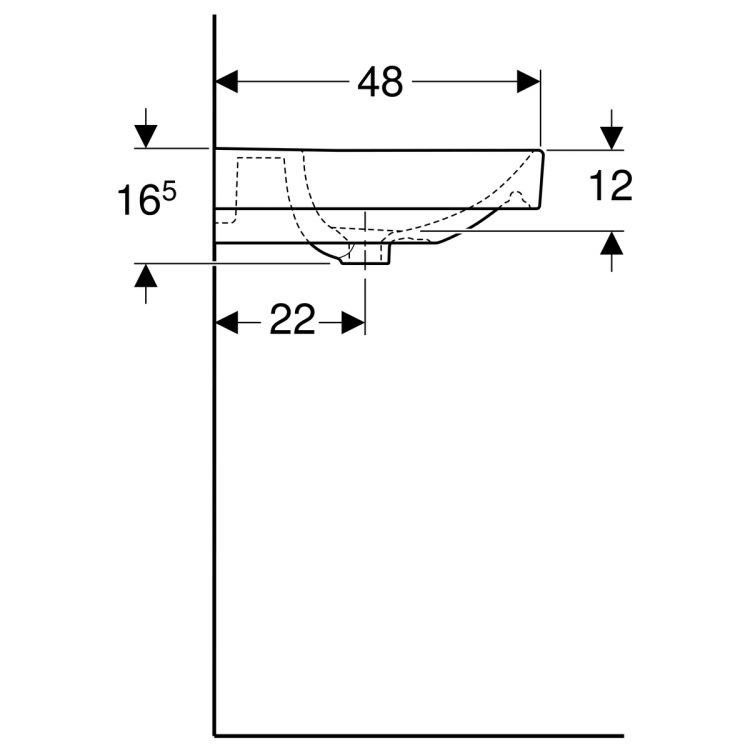 Раковина Geberit Smyle Square 60х48 см, с отв. под смеситель, с отв. перелива [500.229.01.1]