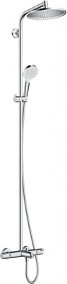 Hansgrohe Crometta Showerpipe S 240 SHP: термостат для ванны + стойка с верхним душем 240мм + ручной душ со шлангом 160мм, цвет: хром
