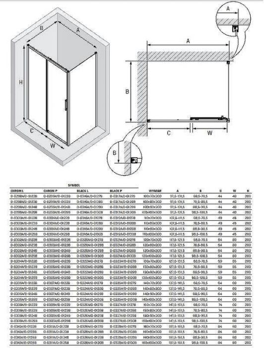 Душевой уголок New Trendy Prime Chrome 150х90 L D-0308A/D-0124B профиль Хром стекло прозрачное