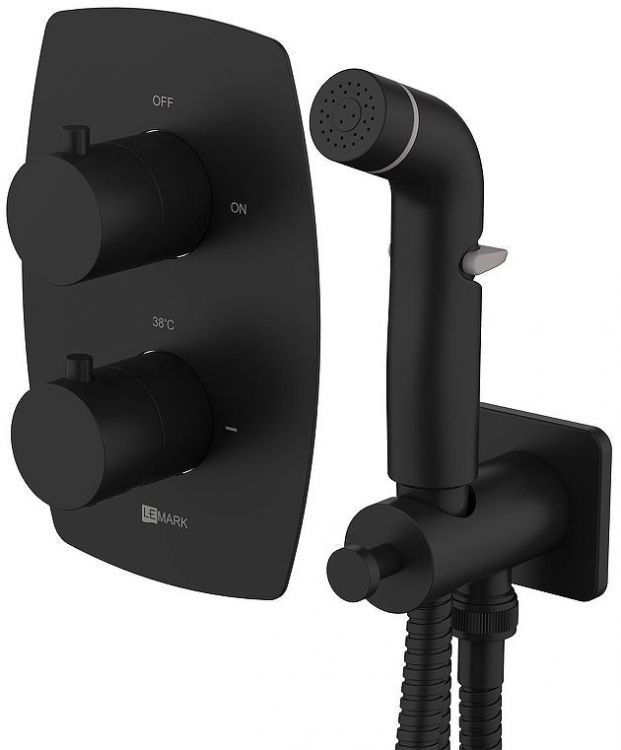Гигиенический душ со смесителем Lemark Ursus LM7240BL c термостатом цвет Черный матовый