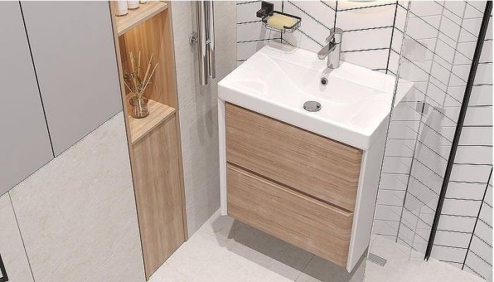 Тумба под раковину Velvex Gesso 60 tp.GES.9696.60.2Y подвесная Белая матовая Дуб сонома