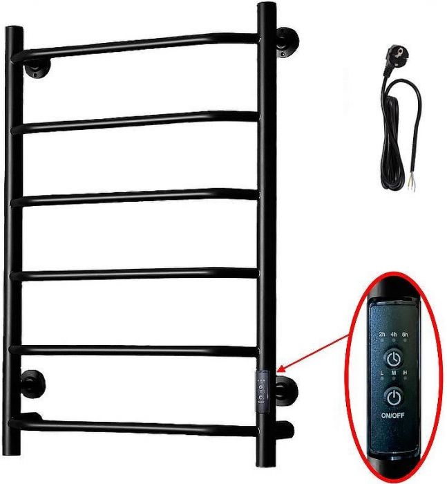 Электрический полотенцесушитель Тругор ПЭК 6 СП 80x50 Черный