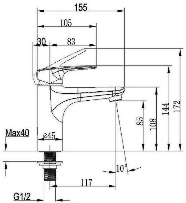Кран для одного типа воды Villeroy&Boch O.Novo Start TVW10500111061 Хром