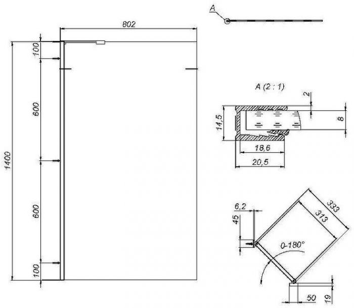 Шторка на ванну AM.PM Gem 80 W90BS-080-140CT профиль Хром стекло прозрачное