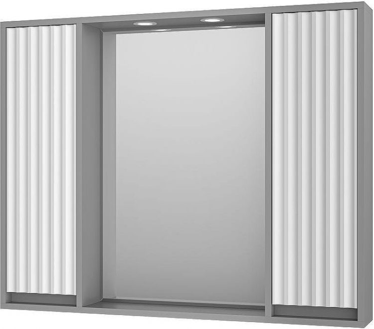 Зеркало со шкафом Brevita Balaton 100 BAL-04100-01-01 с подсветкой Белое матовое Серое матовое